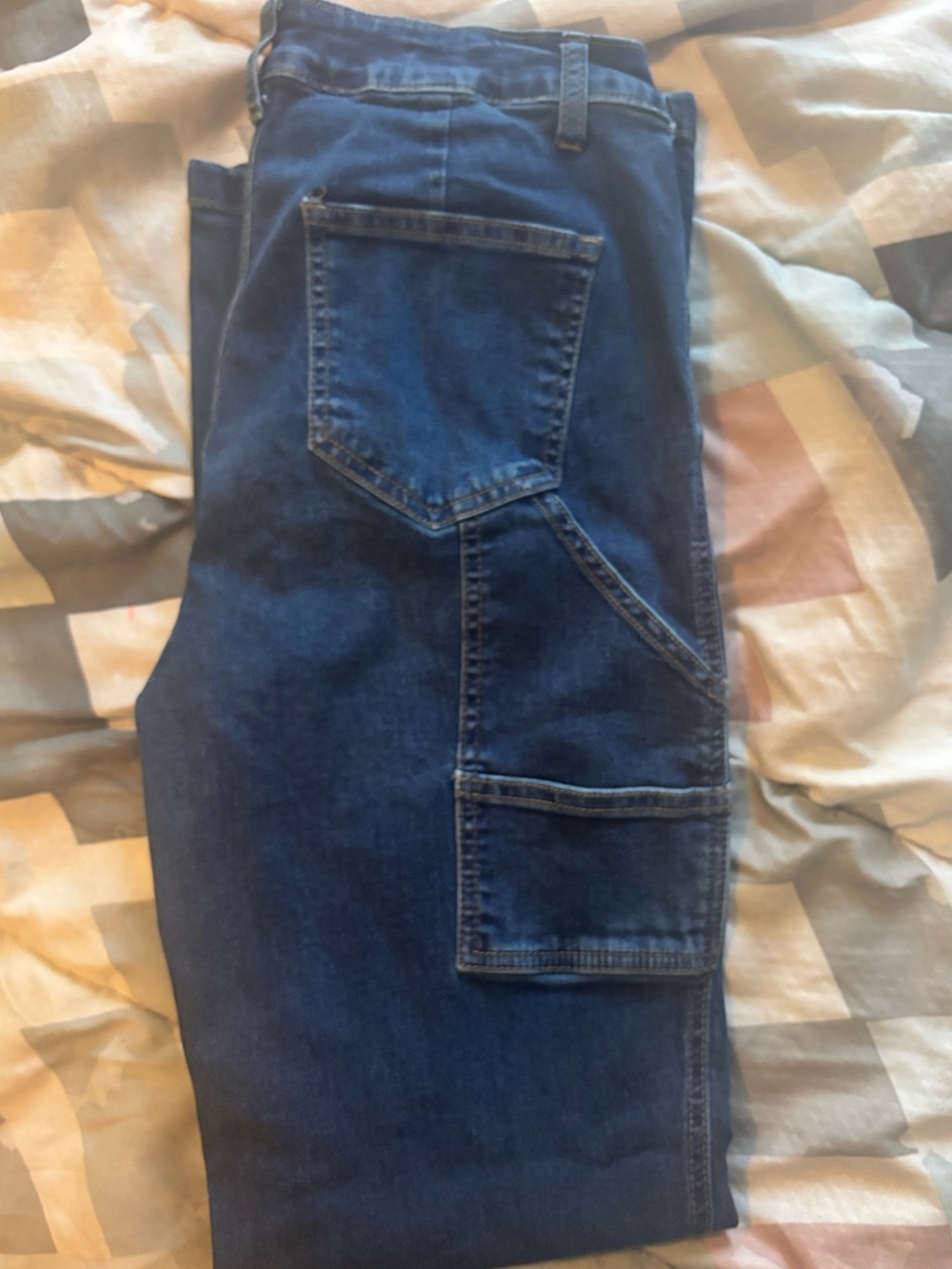 Y2K Hot Kiss Mid-Rise Straight Stretch Dark Blue Carpenter Denim Jeans size 9